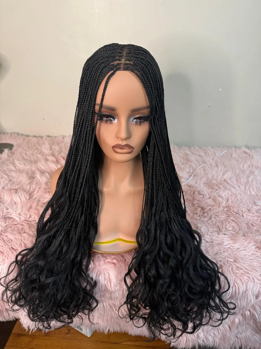 Black Micro Braids, French Curl Ends